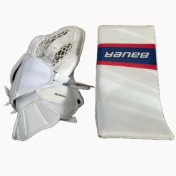 Bauer Vapor Hyperlite - New Pro Stock Senior Goalie Glove Set (White/Blue/Red)