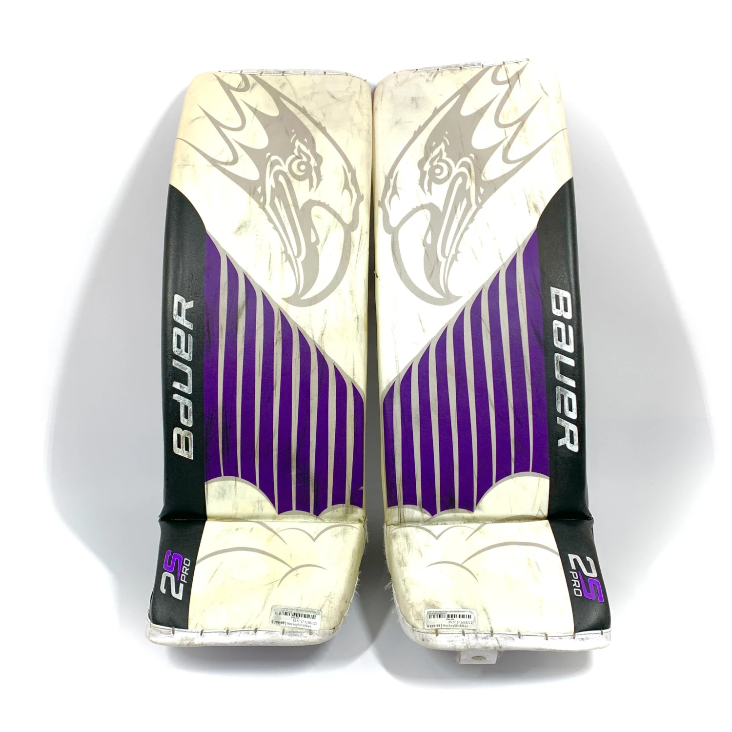 Bauer Supreme 2S Pro - Used Pro Stock Goalie Pads - (White/Black/Purple) 1 Bauer Supreme 2S Pro - Used Pro Stock Goalie Pads - (White/Black/Purple)