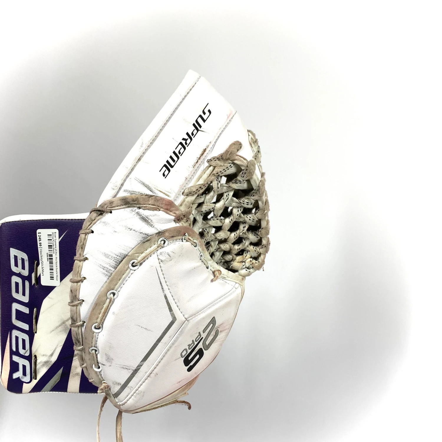 Bauer Supreme 2S Pro - Used Pro Stock Goalie Glove (White/Purple/Black) 4 Bauer Supreme 2S Pro - Used Pro Stock Goalie Glove (White/Purple/Black) - Image 4