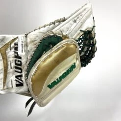 Vaughn V7 XF Carbon - Used Pro Stock Goalie Glove (White/Green/Gold) -Hockey Stick Man Shop Photo2023 04 26 65344PM
