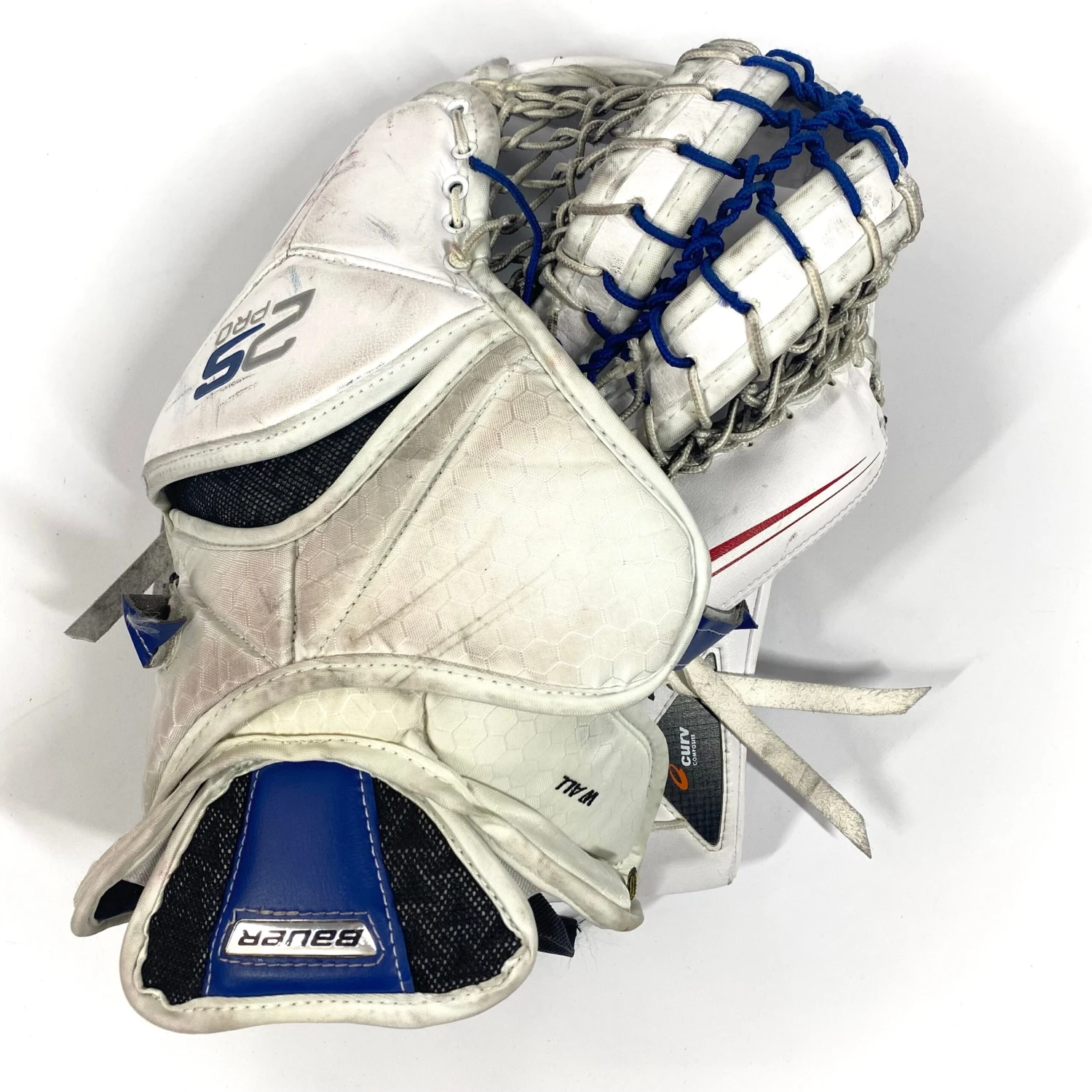 Bauer Supreme 2S Pro - Used Pro Stock Goalie Glove (White/Red/Blue) 2 Bauer Supreme 2S Pro - Used Pro Stock Goalie Glove (White/Red/Blue) - Image 2
