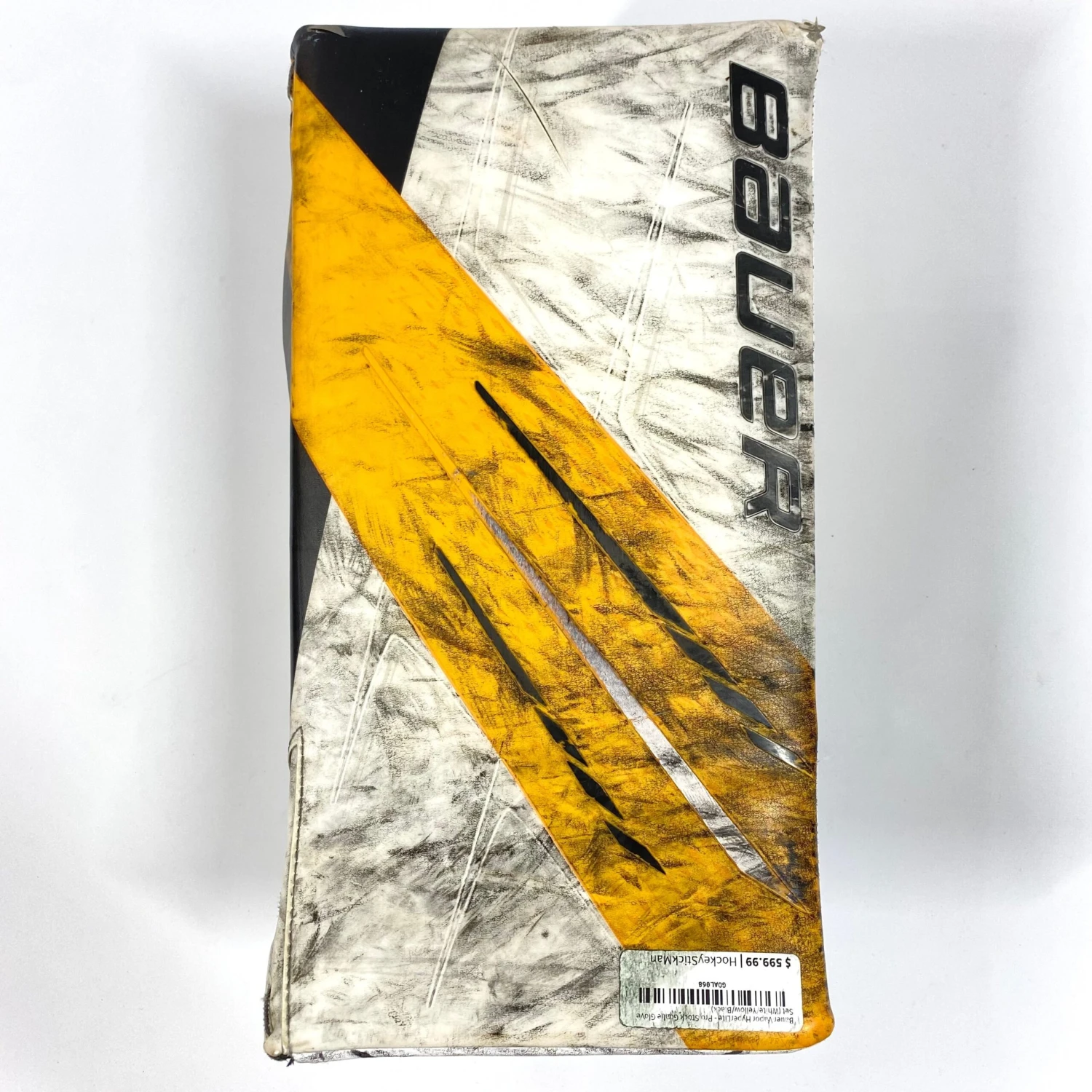 Bauer Vapor HyperLite - Used Pro Stock Goalie Blocker (White/Yellow/Black) 1 Bauer Vapor HyperLite - Used Pro Stock Goalie Blocker (White/Yellow/Black)
