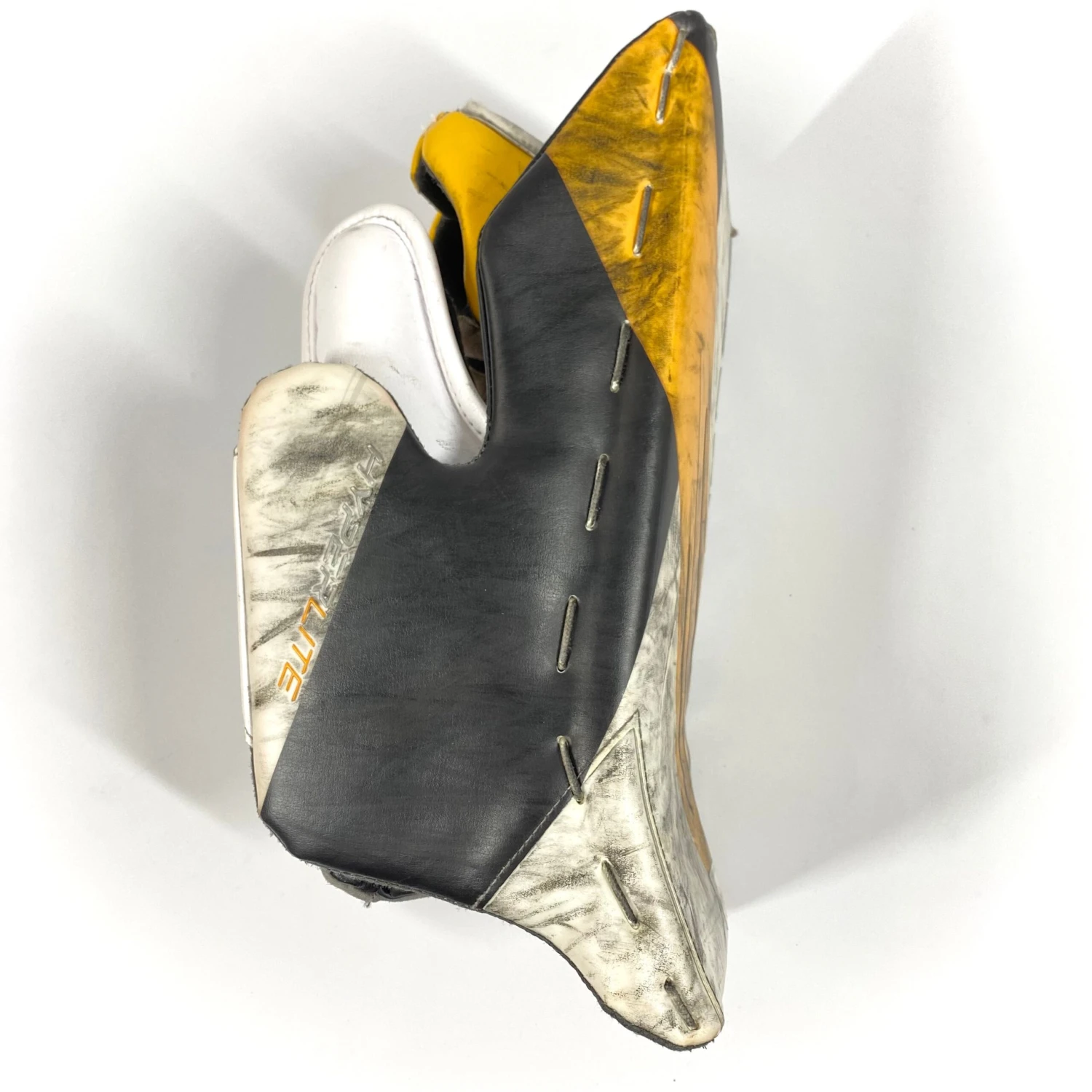 Bauer Vapor HyperLite - Used Pro Stock Goalie Blocker (White/Yellow/Black) 2 Bauer Vapor HyperLite - Used Pro Stock Goalie Blocker (White/Yellow/Black) - Image 2