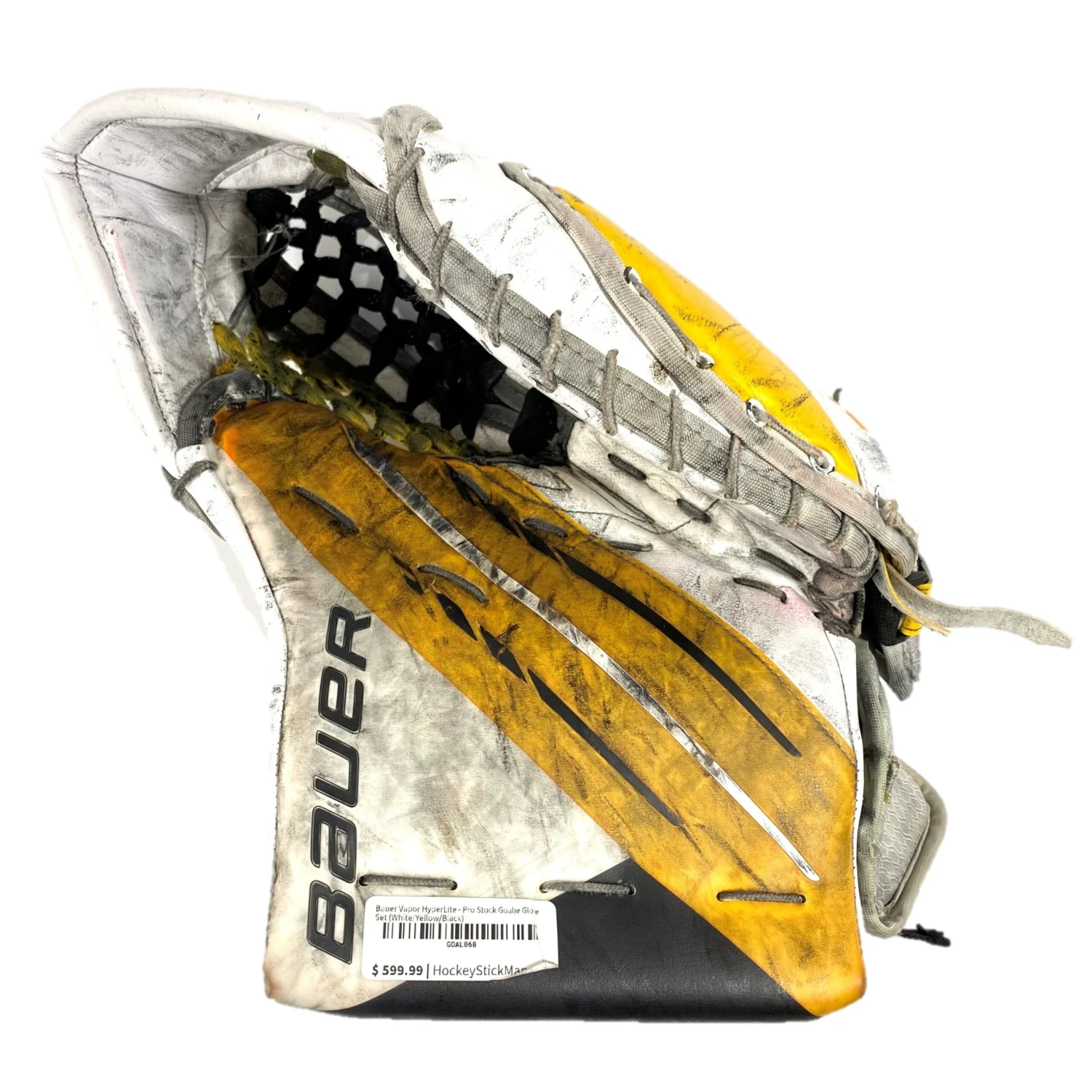 Bauer Vapor HyperLite - Used Pro Stock Goalie Glove (White/Yellow/Black) 1 Bauer Vapor HyperLite - Used Pro Stock Goalie Glove (White/Yellow/Black)