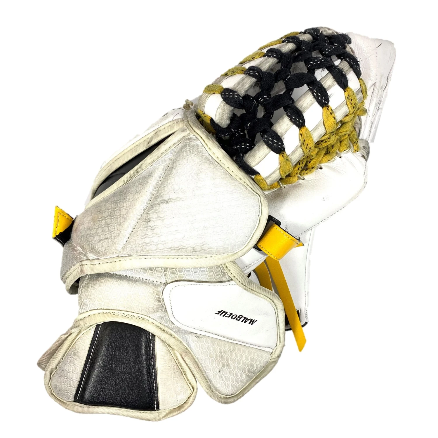 Bauer Vapor HyperLite - Used Pro Stock Goalie Glove (White/Yellow/Black) 2 Bauer Vapor HyperLite - Used Pro Stock Goalie Glove (White/Yellow/Black) - Image 2