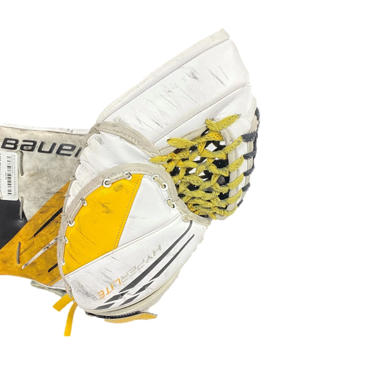 Bauer Vapor HyperLite - Used Pro Stock Goalie Glove (White/Yellow/Black) 4 Bauer Vapor HyperLite - Used Pro Stock Goalie Glove (White/Yellow/Black) - Image 4
