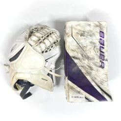 Bauer Supreme 2S Pro - Used Pro Stock Goalie Pads - Full Set (White/Purple/Black) 16 Bauer Supreme 2S Pro - Used Pro Stock Goalie Pads - Full Set (White/Purple/Black) -Hockey Stick Man Shop Photo2023 05 04 125624PM