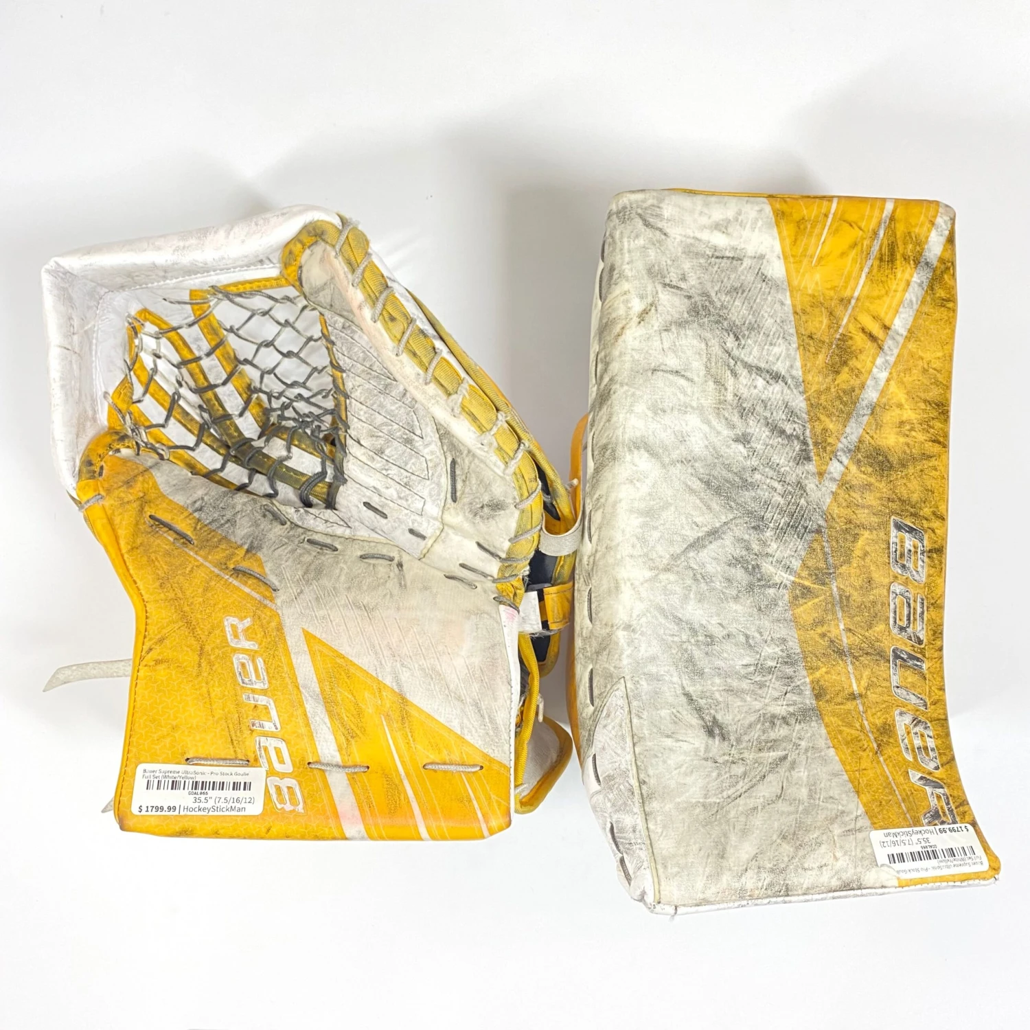 Bauer Supreme UltraSonic - Used Pro Stock Goalie Full Set (White/Yellow) 6 Bauer Supreme UltraSonic - Used Pro Stock Goalie Full Set (White/Yellow) - Image 6