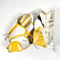 Bauer Supreme UltraSonic - Used Pro Stock Goalie Full Set (White/Yellow) 16 Bauer Supreme UltraSonic - Used Pro Stock Goalie Full Set (White/Yellow) -Hockey Stick Man Shop Photo2023 05 04 20949PM