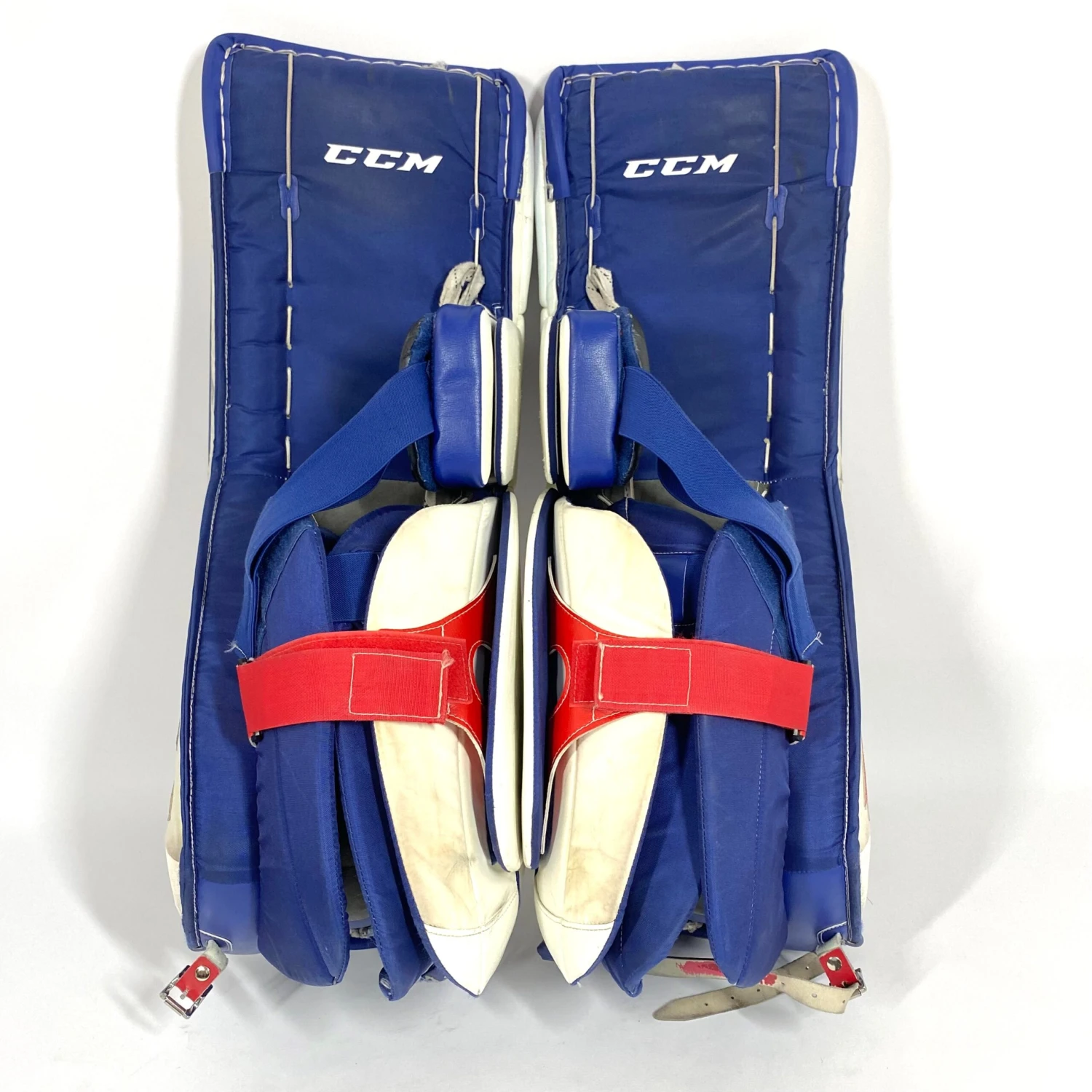 CCM Extreme Flex IV - Used Pro Stock Goalie Pads - Full Set (White/Blue/Red) 5 CCM Extreme Flex IV - Used Pro Stock Goalie Pads - Full Set (White/Blue/Red) - Image 5