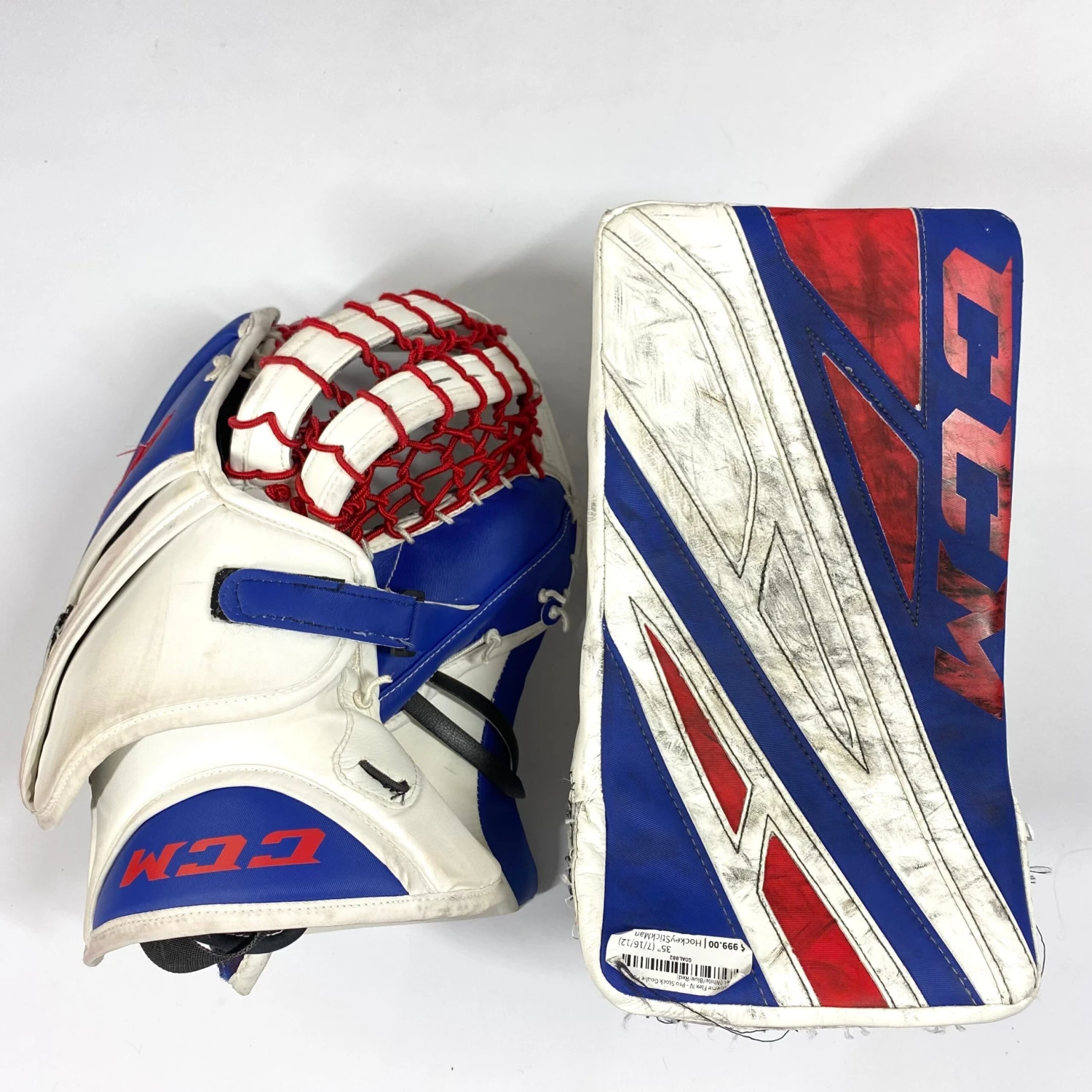 CCM Extreme Flex IV - Used Pro Stock Goalie Pads - Full Set (White/Blue/Red) 7 CCM Extreme Flex IV - Used Pro Stock Goalie Pads - Full Set (White/Blue/Red) - Image 7