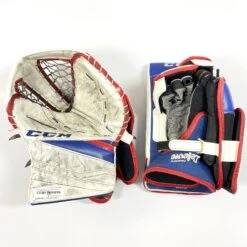 CCM Extreme Flex III - Used Pro Stock Goalie Pads - Full Set (White/Blue/Red) -Hockey Stick Man Shop Photo2023 05 05 22439PM