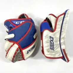 CCM Extreme Flex III - Used Pro Stock Goalie Pads - Full Set (White/Blue/Red) -Hockey Stick Man Shop Photo2023 05 05 22530PM