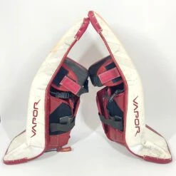 Bauer Vapor Hyperlite - Used Pro Stock Senior Goalie Pads (Maroon/White) -Hockey Stick Man Shop Photo2023 05 24 112428AM
