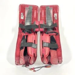 Bauer Vapor Hyperlite - Used Pro Stock Senior Goalie Pads (Maroon/White) -Hockey Stick Man Shop Photo2023 05 24 112507AM
