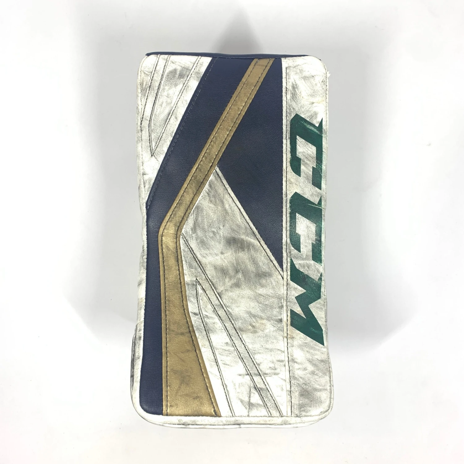 Used CCM Premier II - Pro Stock Goalie Blocker (White/Gold/Navy) 1 Used CCM Premier II - Pro Stock Goalie Blocker (White/Gold/Navy)