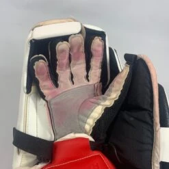 CCM Extreme Flex 6 - Used NHL Pro Stock Goalie Blocker (Red/Yellow) 6 CCM Extreme Flex 6 - Used NHL Pro Stock Goalie Blocker (Red/Yellow) -Hockey Stick Man Shop Photo2023 06 06 70318PM