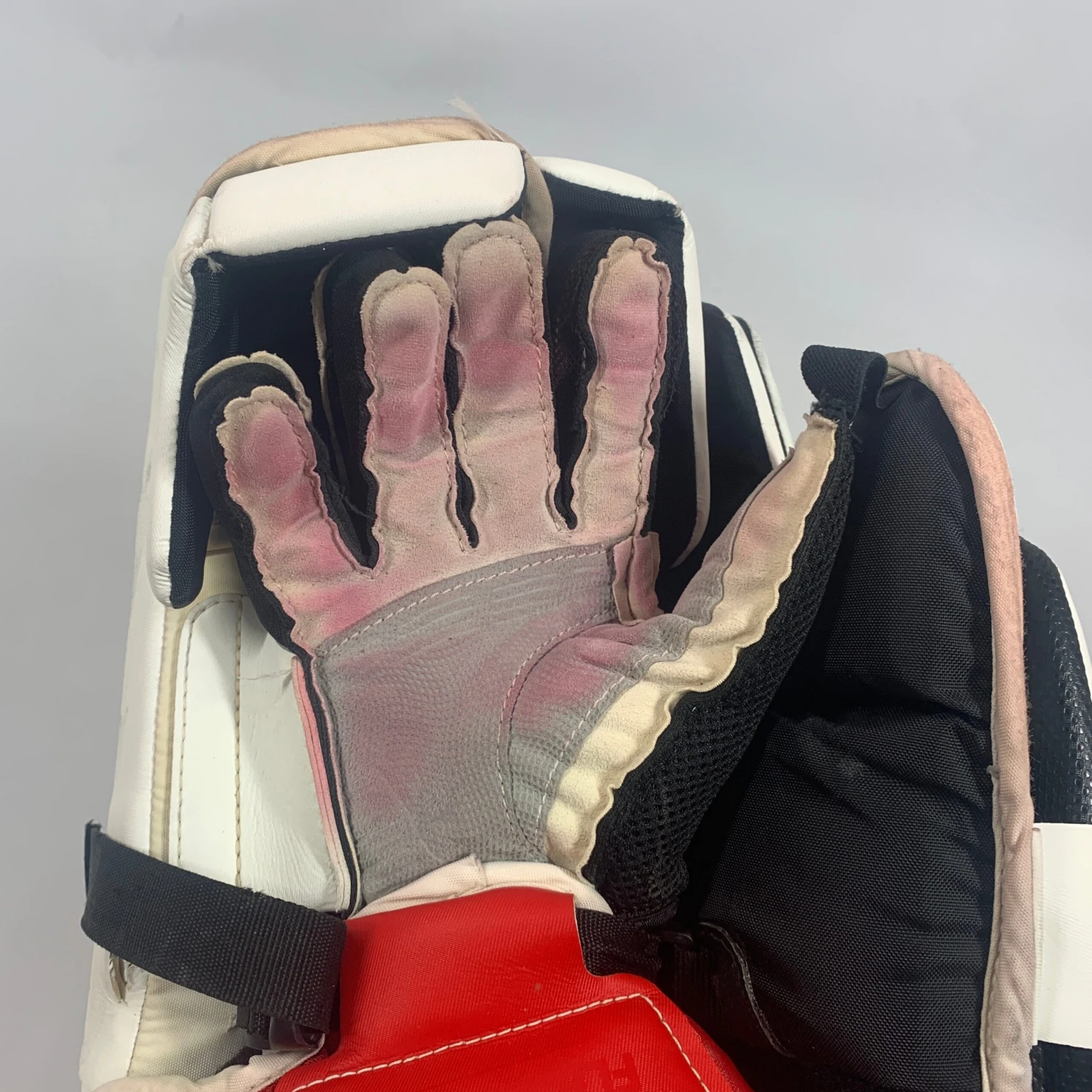 CCM Extreme Flex 6 - Used NHL Pro Stock Goalie Blocker (Red/Yellow) 3 CCM Extreme Flex 6 - Used NHL Pro Stock Goalie Blocker (Red/Yellow) - Image 3