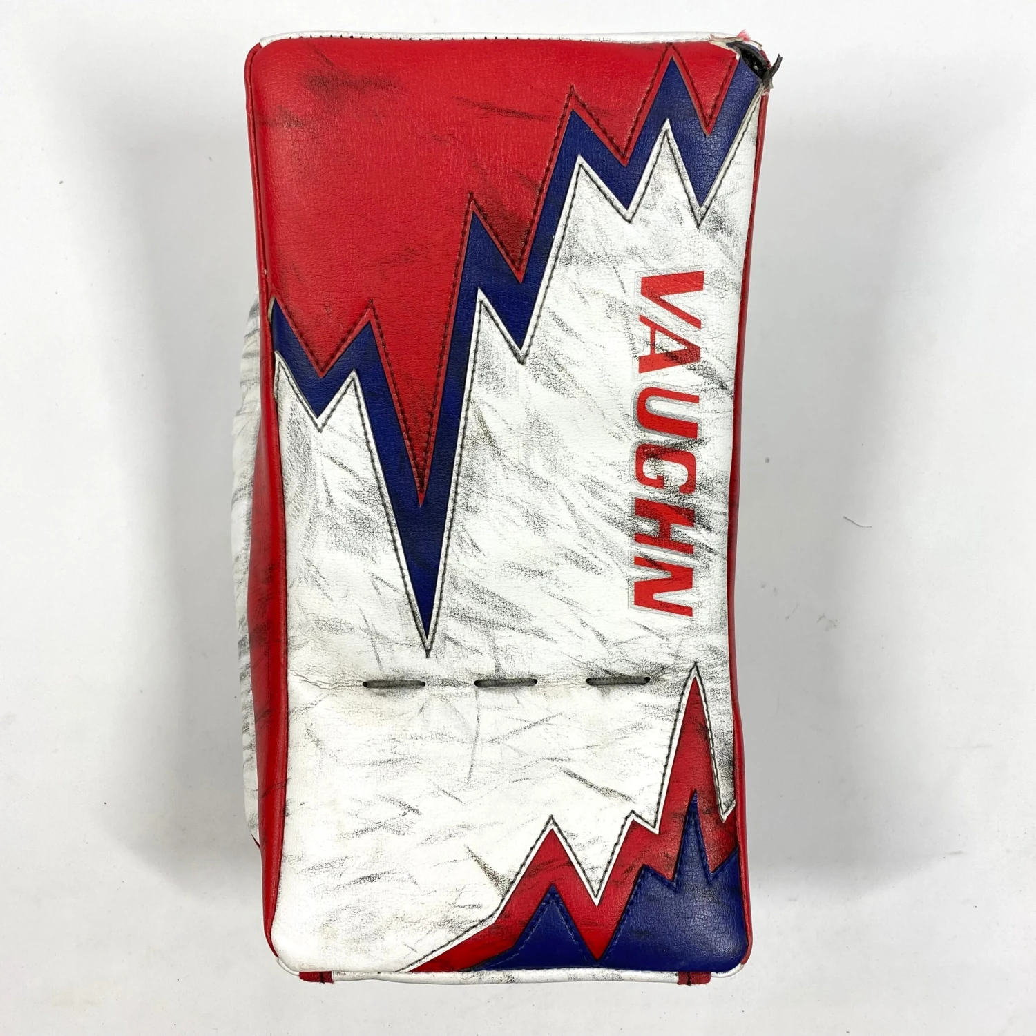 Vaughn Velocity V9 - Used Pro Stock Goalie Blocker (Red/Blue) 1 Vaughn Velocity V9 - Used Pro Stock Goalie Blocker (Red/Blue)