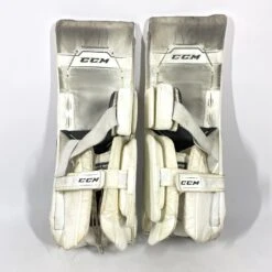 CCM AXIS - Used Pro Stock Goalie Pads (White) -Hockey Stick Man Shop Photo2023 06 13 121308PM
