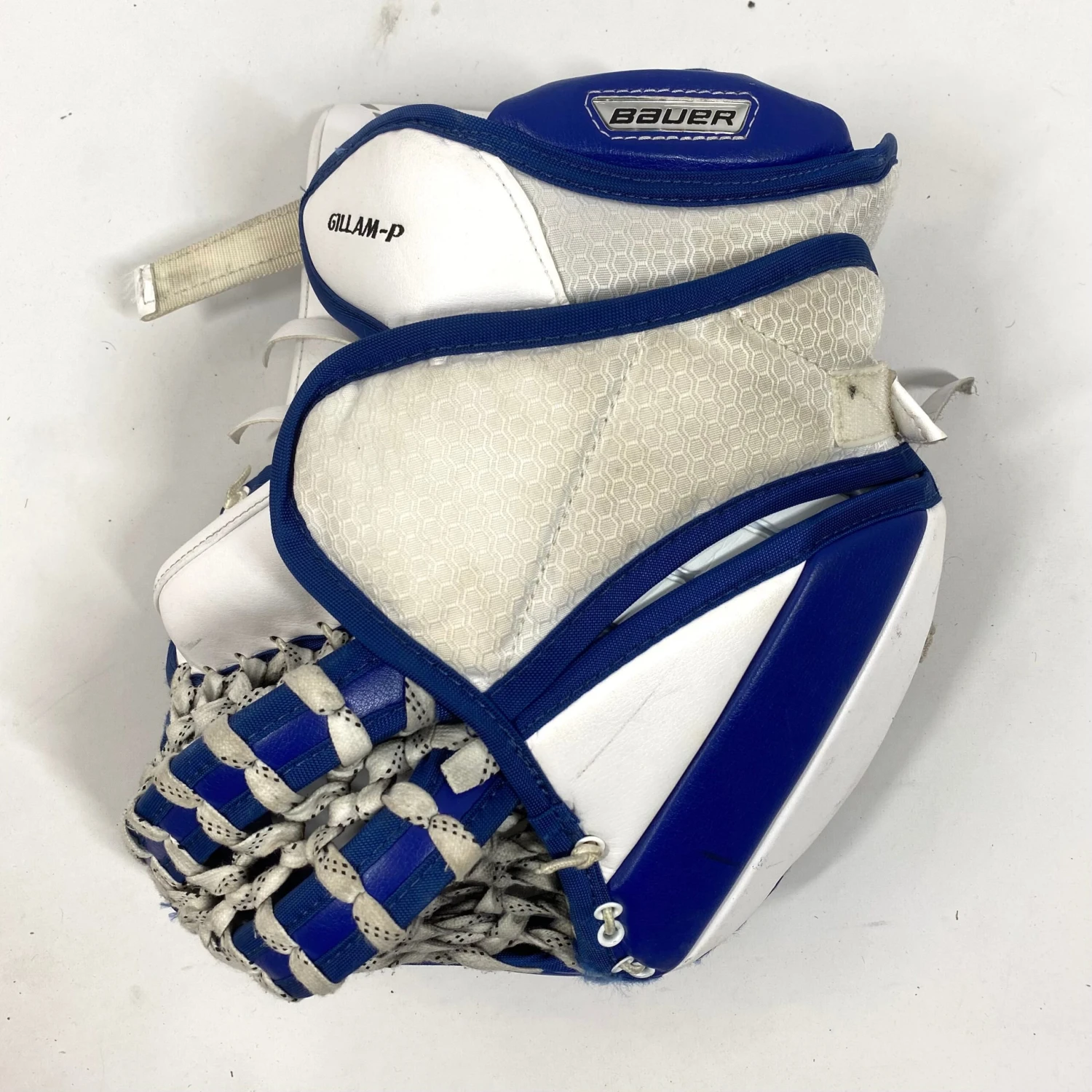 Bauer Supreme Ultrasonic - Used Pro Stock Goalie Glove - (Blue/White) 2 Bauer Supreme Ultrasonic - Used Pro Stock Goalie Glove - (Blue/White) - Image 2