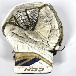 CCM Premier II - Used Pro Stock Goalie Glove (White/Gold/Navy)