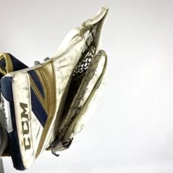 CCM Premier II - Used Pro Stock Goalie Glove (White/Gold/Navy) -Hockey Stick Man Shop Photo2023 06 15 33509PM