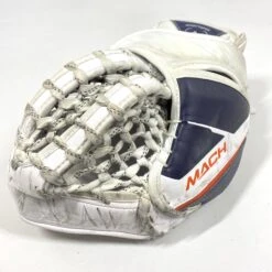 Bauer Supreme Mach - Used Pro Stock Goalie Glove (White/Orange/Navy) 6 Bauer Supreme Mach - Used Pro Stock Goalie Glove (White/Orange/Navy) -Hockey Stick Man Shop Photo2023 06 15 35546PM