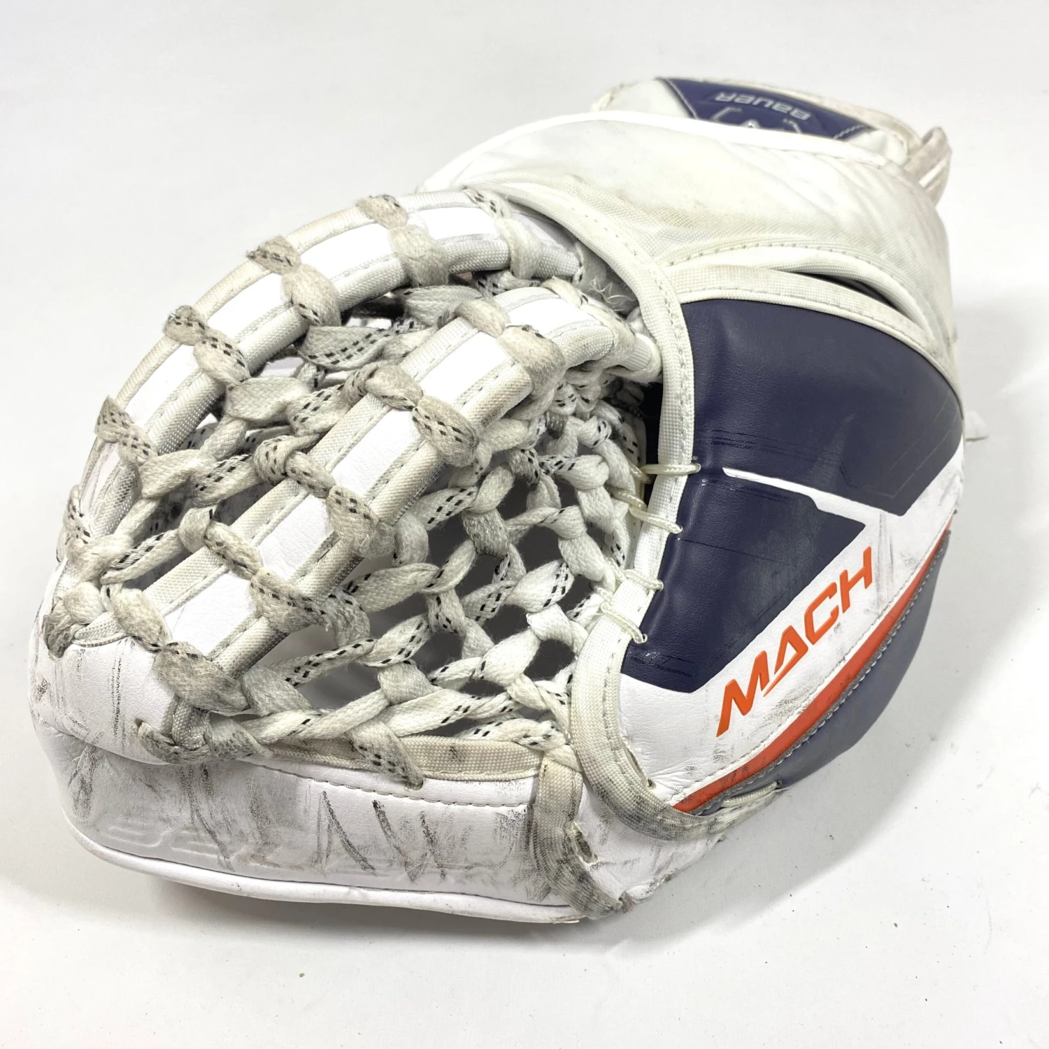 Bauer Supreme Mach - Used Pro Stock Goalie Glove (White/Orange/Navy) 3 Bauer Supreme Mach - Used Pro Stock Goalie Glove (White/Orange/Navy) - Image 3