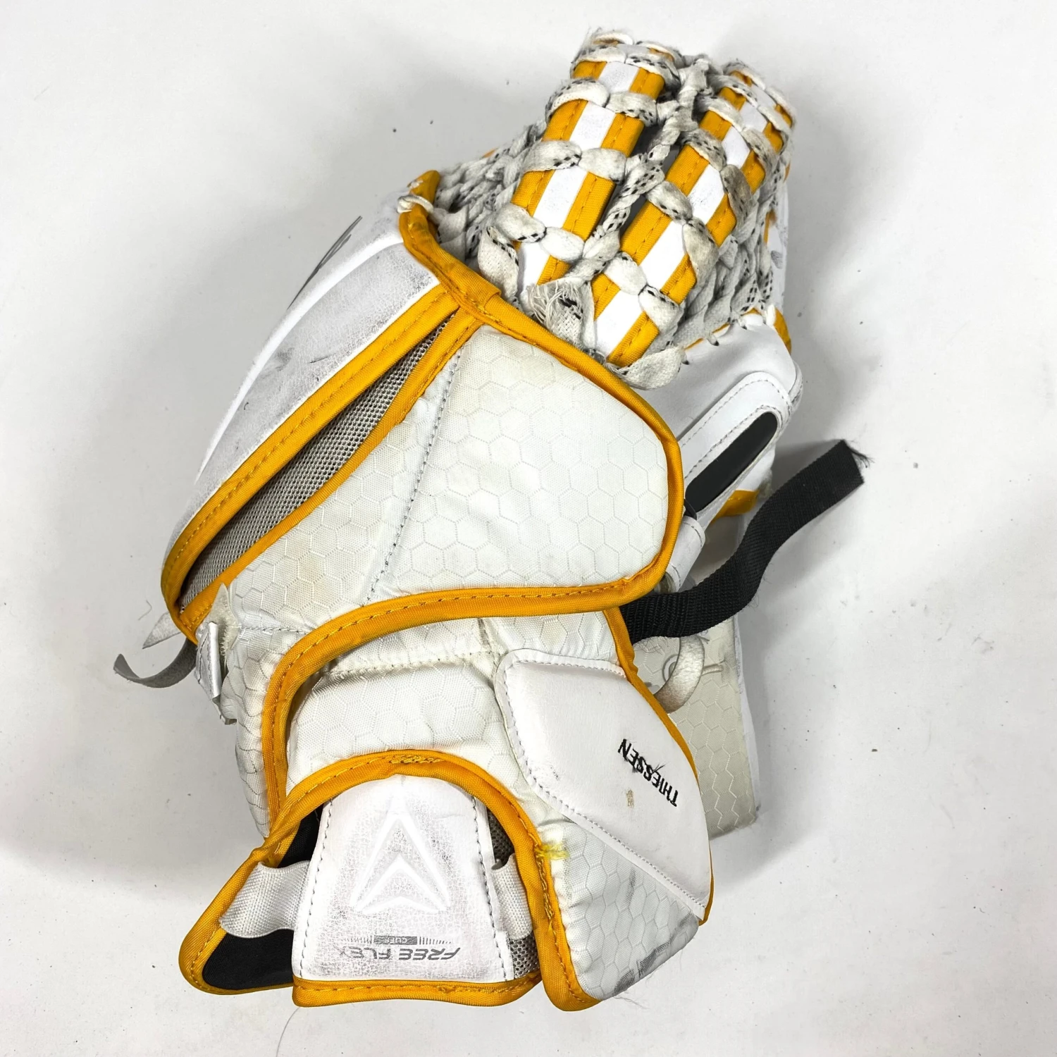 Bauer Vapor 2X Pro - Used Pro Stock Goalie Glove (White/Yellow/Red) 2 Bauer Vapor 2X Pro - Used Pro Stock Goalie Glove (White/Yellow/Red) - Image 2