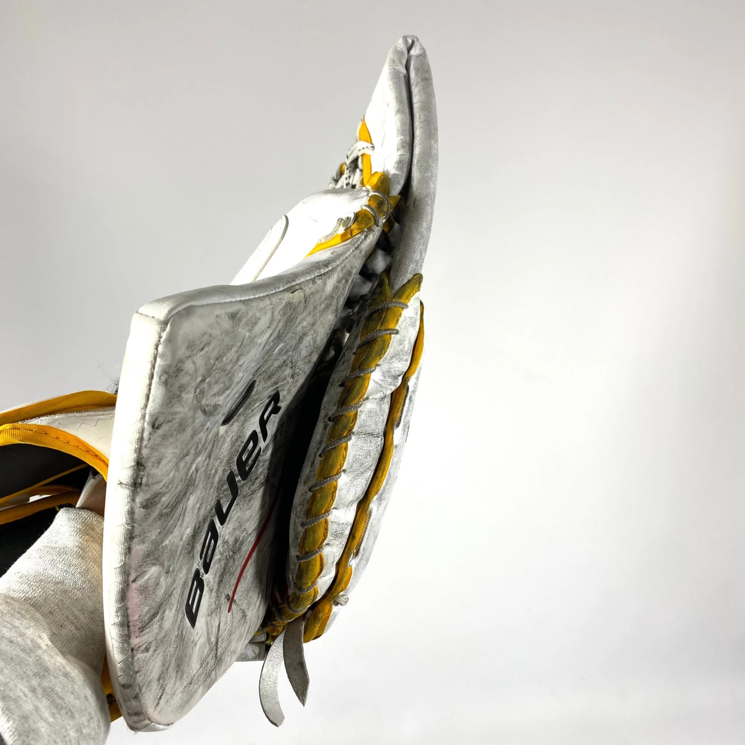 Bauer Vapor 2X Pro - Used Pro Stock Goalie Glove (White/Yellow/Red) 4 Bauer Vapor 2X Pro - Used Pro Stock Goalie Glove (White/Yellow/Red) - Image 4