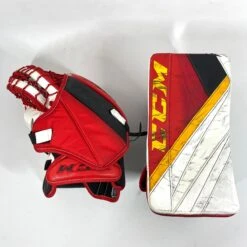 CCM Extreme Flex 5 - Used Pro Stock Senior Goalie Full Set - Full Right (White/Black/Red/Yellow) -Hockey Stick Man Shop Photo2023 07 28 101159AM
