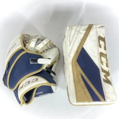 CCM Premier II - NCAA Pro Stock Full Goalie Set (White/Gold/Blue) -Hockey Stick Man Shop Photo2023 08 16 121413PM